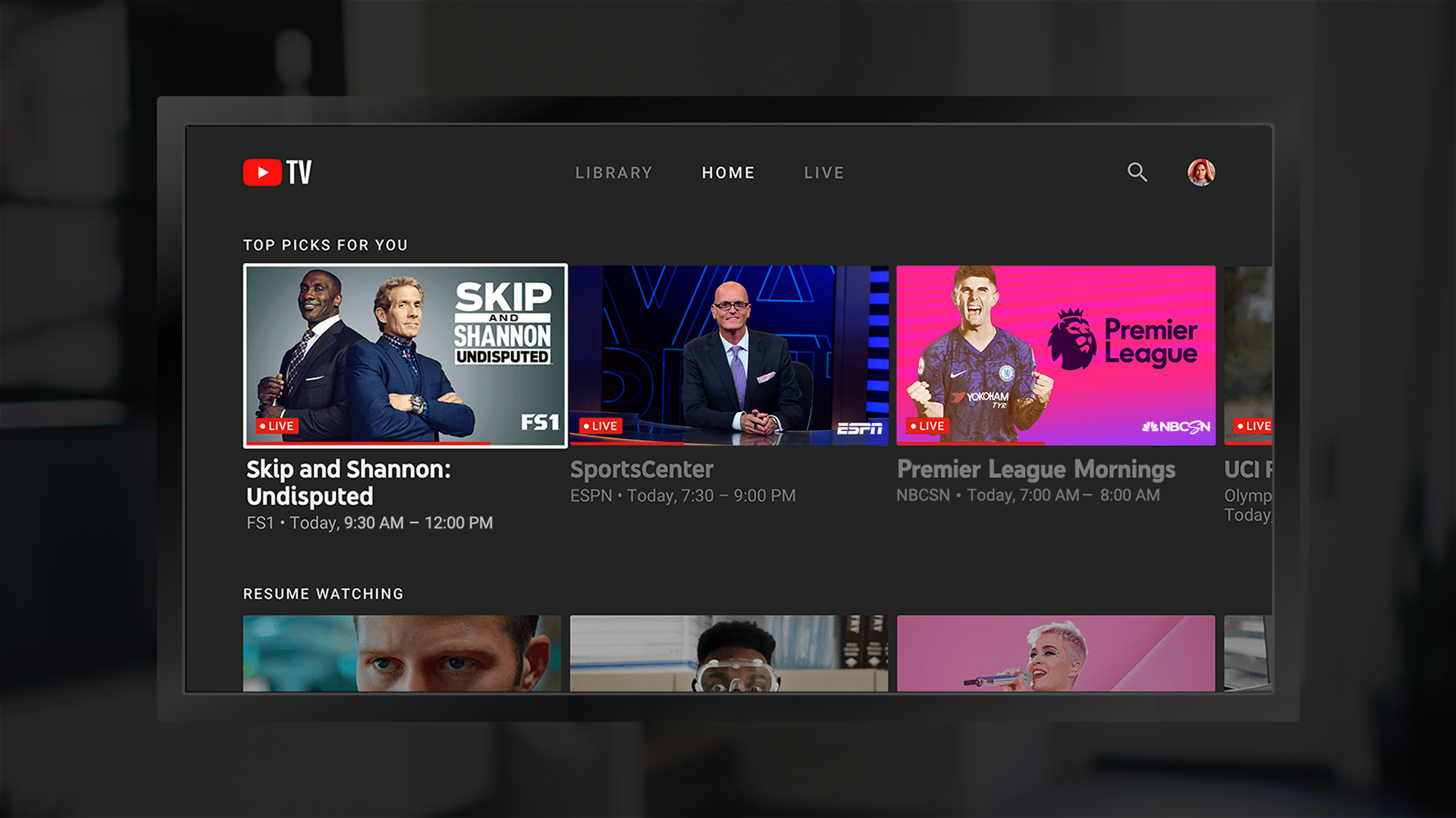 YouTube TV Content