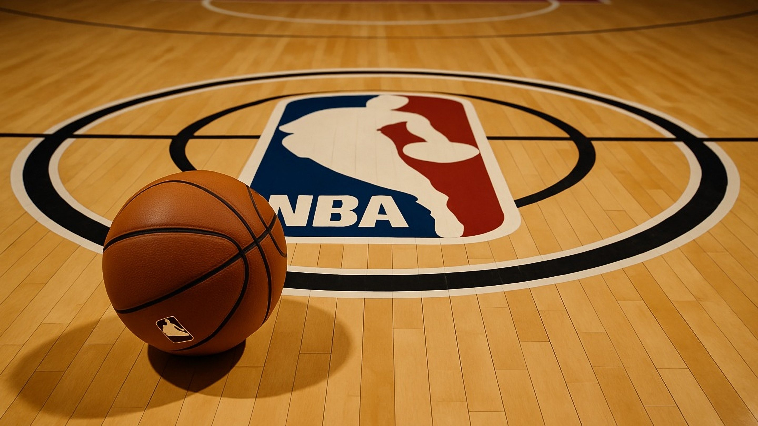 Nba,Basketball,Court,With,Ball